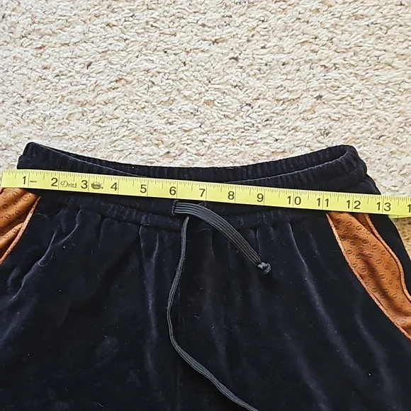Gucci Dapper Dan Black Velvet Monogram Leather Tan Brown Pocket Sweatpants Track - Picture 12 of 12